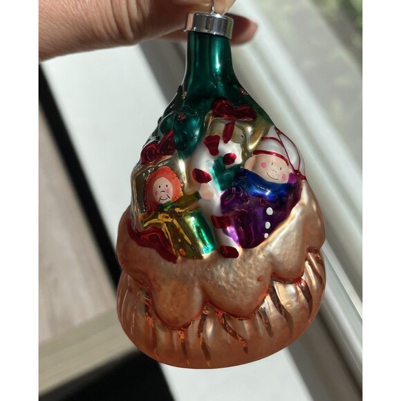 Vintage Christmas Trimmeries glass ornaments Handpainted Santa Toy Sack Present - Picture 10 of 11